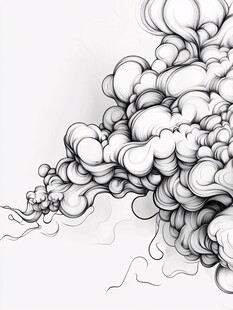 黑白抽象烟雾线条艺术图