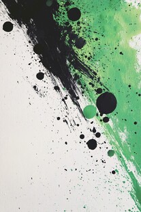 绿黑泼墨抽象艺术背景图