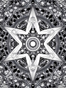 黑白星形曼陀罗图案设计