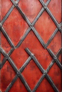 复古红底金属菱格纹装饰