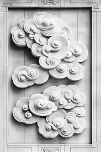 中式浮雕云纹装饰图案