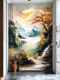 山水玄关壁画 自然诗意风光