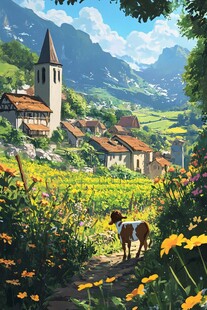 田园小村的悠然风光