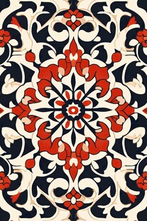 复古几何花卉图案装饰画