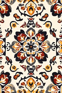 复古风花卉几何图案纹样