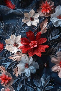 精美立体刺绣花卉图案