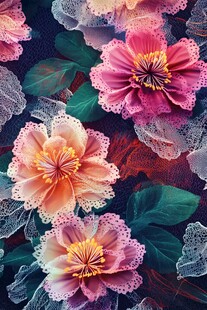 梦幻花卉蕾丝图案纹理