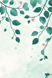 清新绿叶爱心背景图