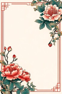 中式牡丹边框装饰图