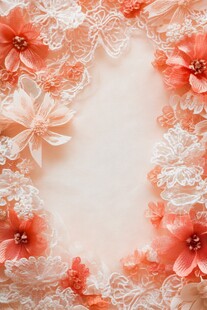 蕾丝花朵装饰的梦幻边框