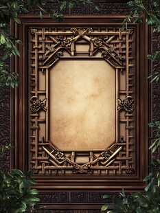 中式古典雕花框架装饰图