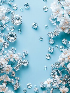 蓝底花卉钻石唯美装饰图