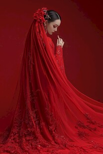 红衣佳人 尽显古典风韵