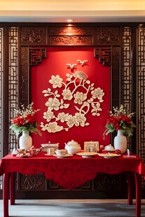 中式典雅茶席布置场景