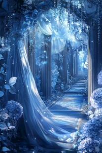 梦幻蓝调森林中的神秘小径