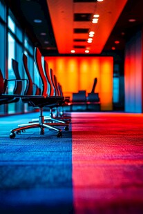 现代会议室的绚丽光影