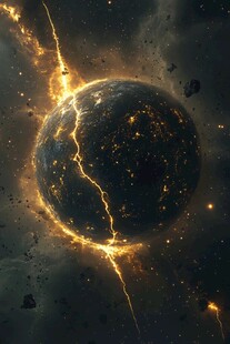 星球闪电爆发震撼场景