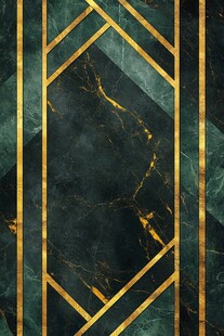 墨绿金纹几何大理石背景