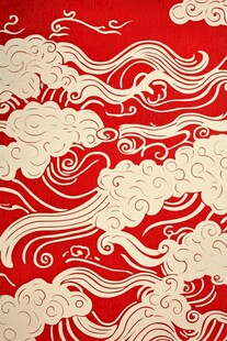 中式红底云纹精美图案