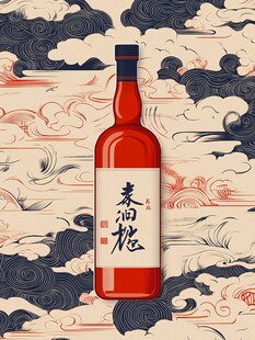中式风米酒瓶插画设计