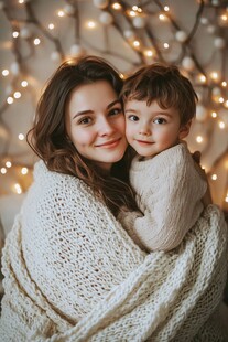 母亲与孩子温馨相拥的瞬间