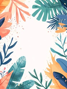 热带植物边框插画
