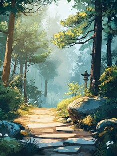 林间幽径 静谧的自然之景