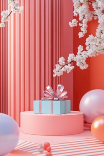 粉色系节日礼物装饰场景