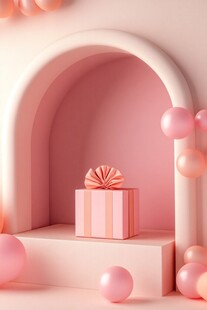 粉色梦幻空间中的精美礼盒