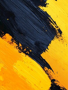 黄黑笔触抽象艺术画面