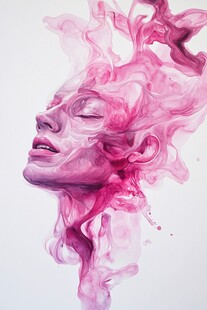 梦幻粉色烟雾人脸艺术图