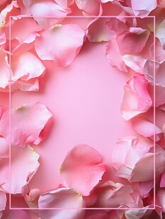 浪漫粉色玫瑰花瓣背景图