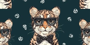 戴眼镜领结的时髦小老虎