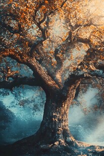 奇幻森林中的古老巨树