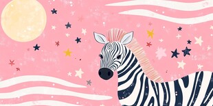 梦幻星空下的可爱斑马