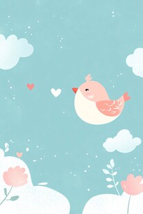 小鸟在梦幻天空中飞翔