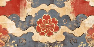 中式古典云纹花卉装饰图案