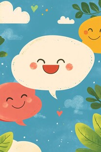 可爱气泡对话插画背景图