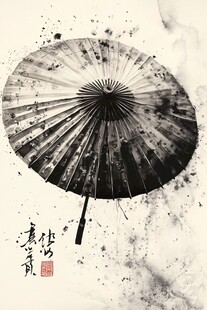 水墨风油纸伞意境图