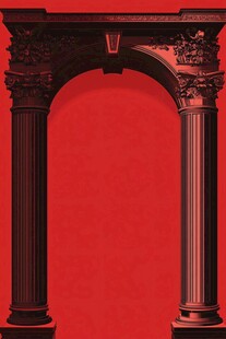 古典红底雕花拱门建筑