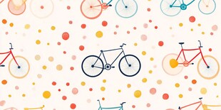多彩自行车与圆点趣味图案