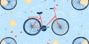 夏日骑行图案 自行车与风景