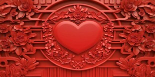 心形红雕饰 尽显东方韵味