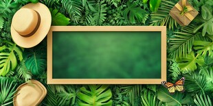 热带风情背景中的空白框架