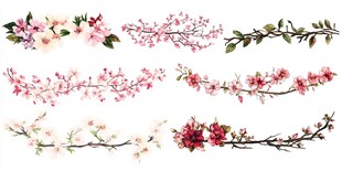 水彩花卉花枝素材集合