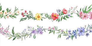 水彩花卉花边图案集合
