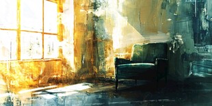 阳光洒入的静谧室内角落