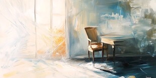 窗边静椅的艺术光影画面