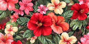 缤纷扶桑花花卉图案背景