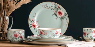 清新花卉图案精美陶瓷餐具